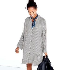 MADEWELL Stripe-Play Shirtdress Button Down in Black & White — M